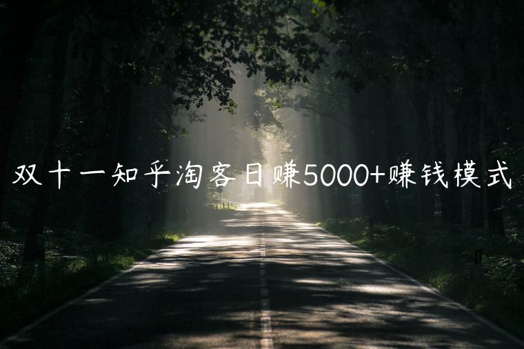 双十一知乎淘客日赚5000+赚钱模式